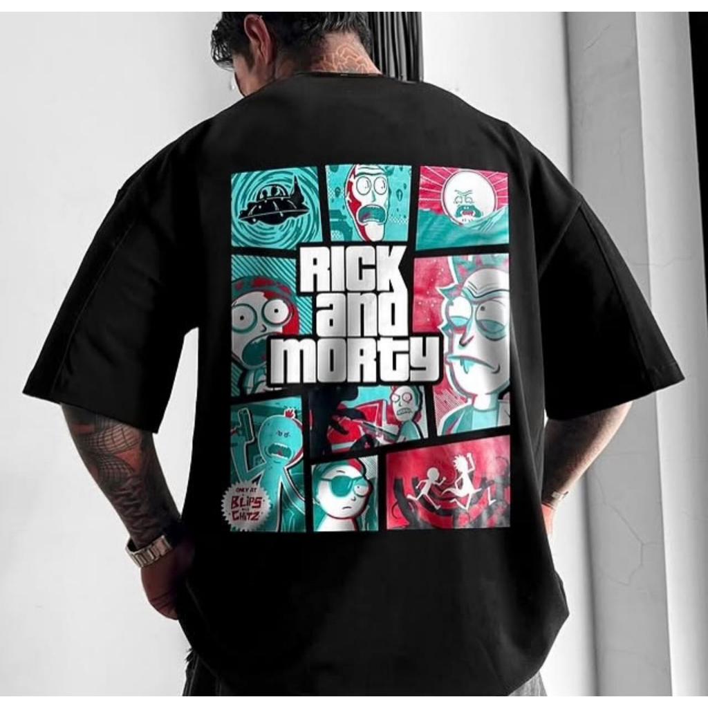 Camiseta oversized Rick and Morty streetwear unissex algodão premium P ao G5