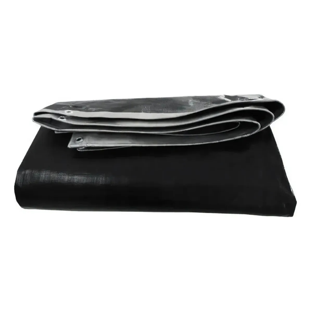 Lona CK300 8x4m Cinza x Preta Blackout – Impermeável, Anti-UV, Multiuso e Reforçada para Proteção Externa