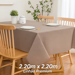 Toalha de Mesa Quadrada 8 Cadeiras 2,20 x 2,20M Tecido Grosso Linhão Estampado Algodão Luxo