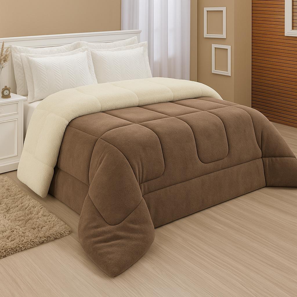 Coberdrom Casal Queen Dupla Face Sherpa Pele de Carneiro Peludo em Oferta na Shopee
