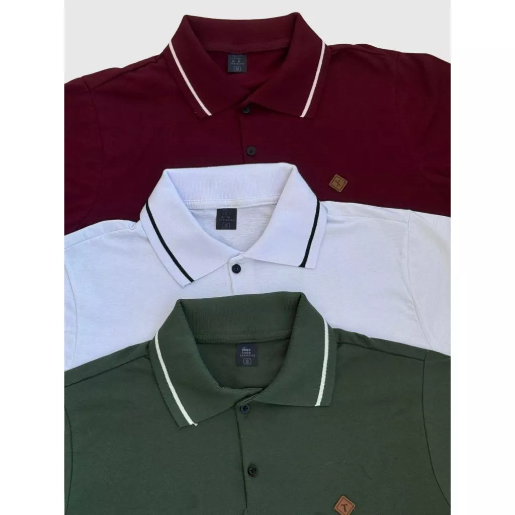 Kit 3 e 2 Camiseta Gola Polo Masculina 100% Algodão Cores Basicas Coloridas Camisa Para Homem — imagem 1