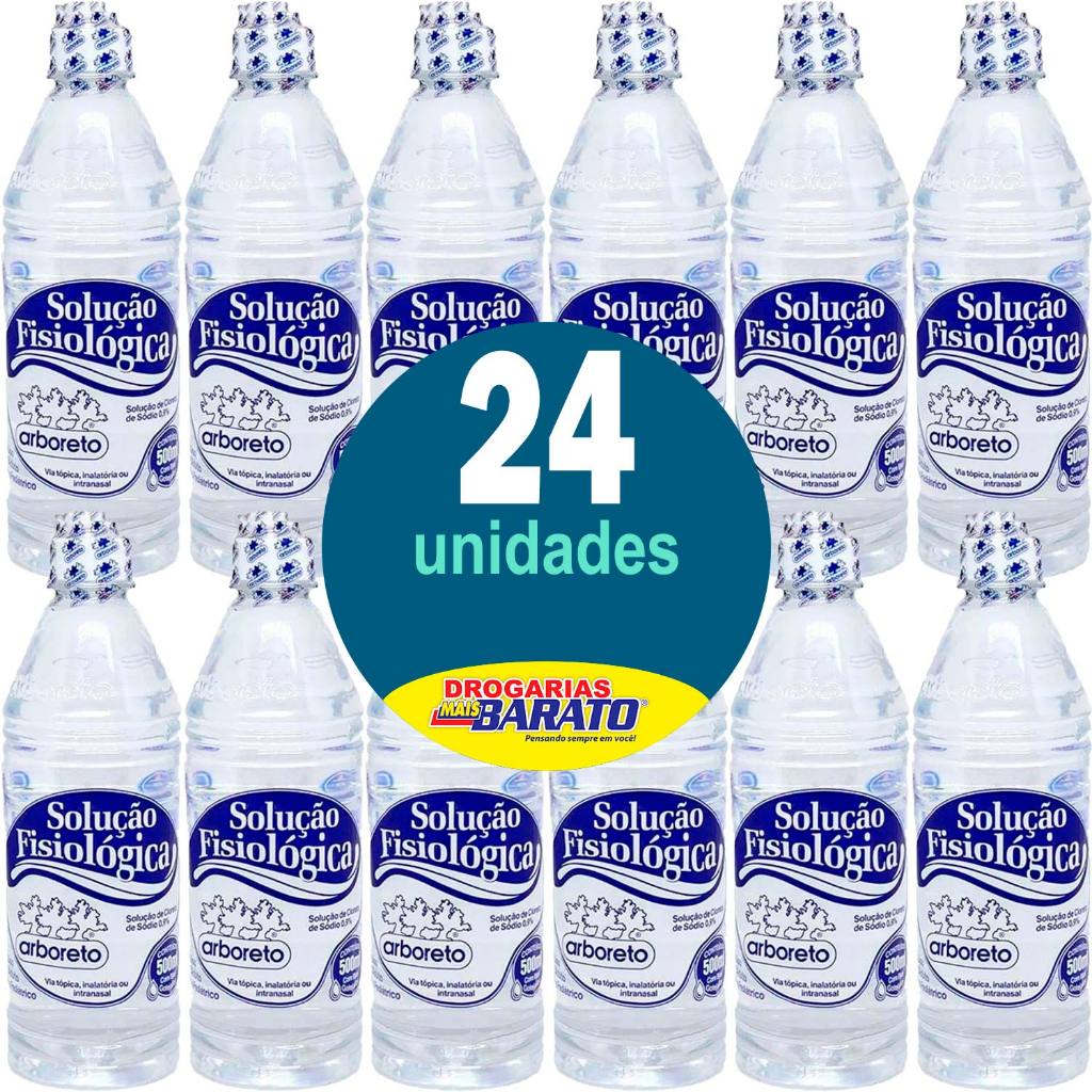 Kit Com 24 unidades de Soro Fisiológico 0,9% Arboreto 500ml Cloreto de Sódio em Oferta na Shopee