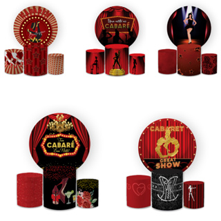 Kit Capa Painel Redondo 1,5 + Trio Cilindros Decoração Aniversário Cabaré em Oferta na Shopee