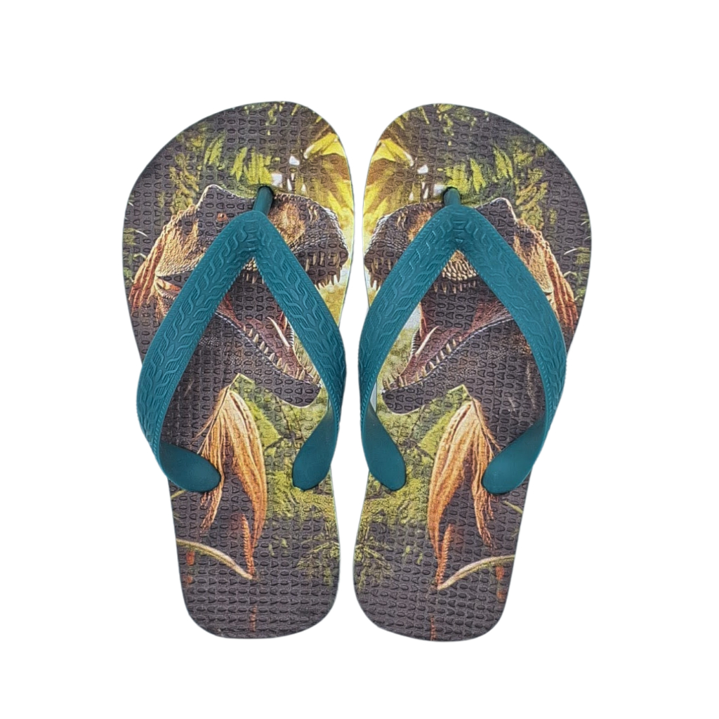 Chinelo de Verão Infantil Masculino Estampado Dinossauro Barato Confortável