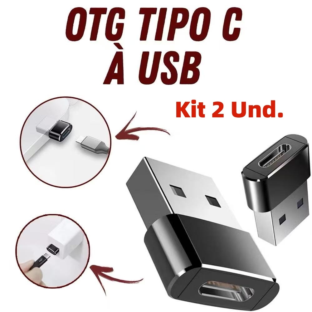 KIT 2 Adaptadores USB Tipo C para USB Adaptador OTG Universal Envio Imediato Ótima Qualidade