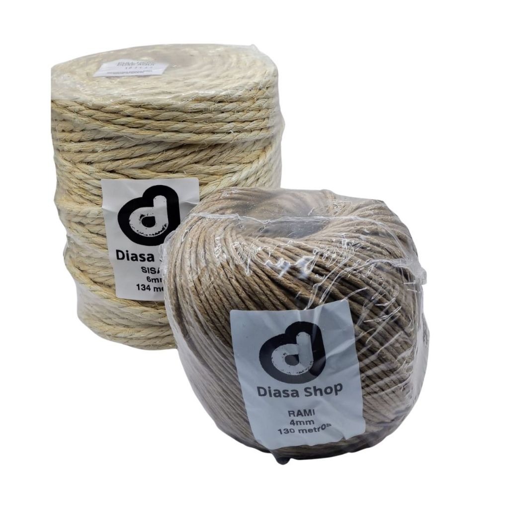 KIT Sisal 6mm 134 Metros + Sisal Rami 4mm 130 Metros, ou Kit com outras medidas.