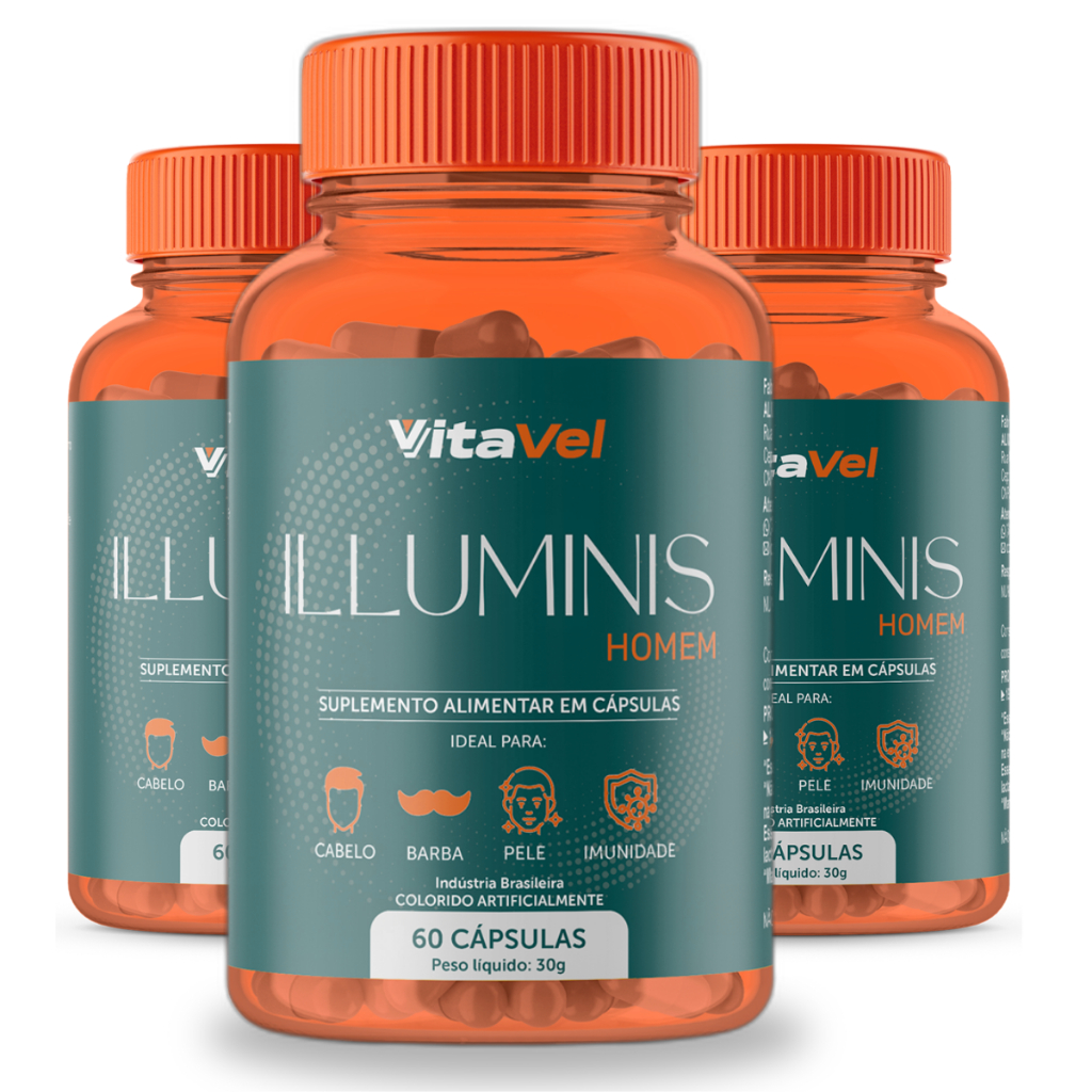 KIT 3 Suplemento Multivitaminico Masculino Para Barba Pele Cabelo e Imunidade - Vitavel