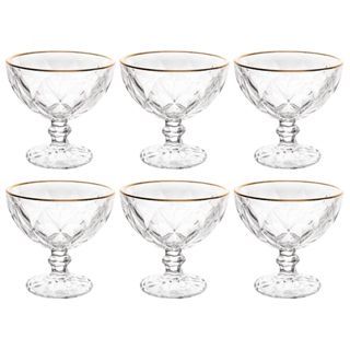 Conjunto Jogo de 6 taças sobremesa diamound diamante 310ml sorvete transparente