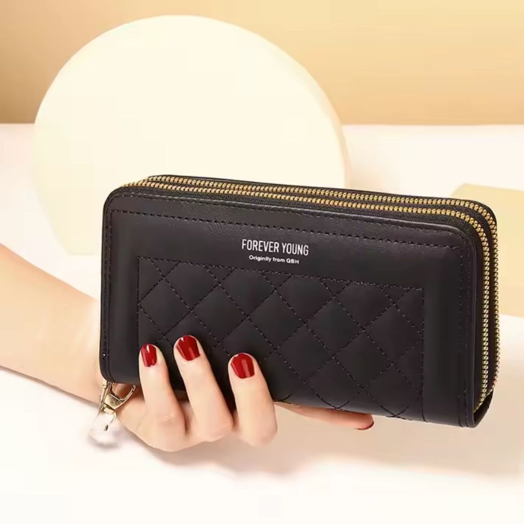 Carteira Feminina Grande Dupla Divisórias Zíper Couro RG Cnh Espaçosa Elegante Inverno Porta Cartão Carteira Feminina Grande Dupla Divisórias Zíper Couro RG Cnh Espaçosa Elegante Inverno Porta Cartão