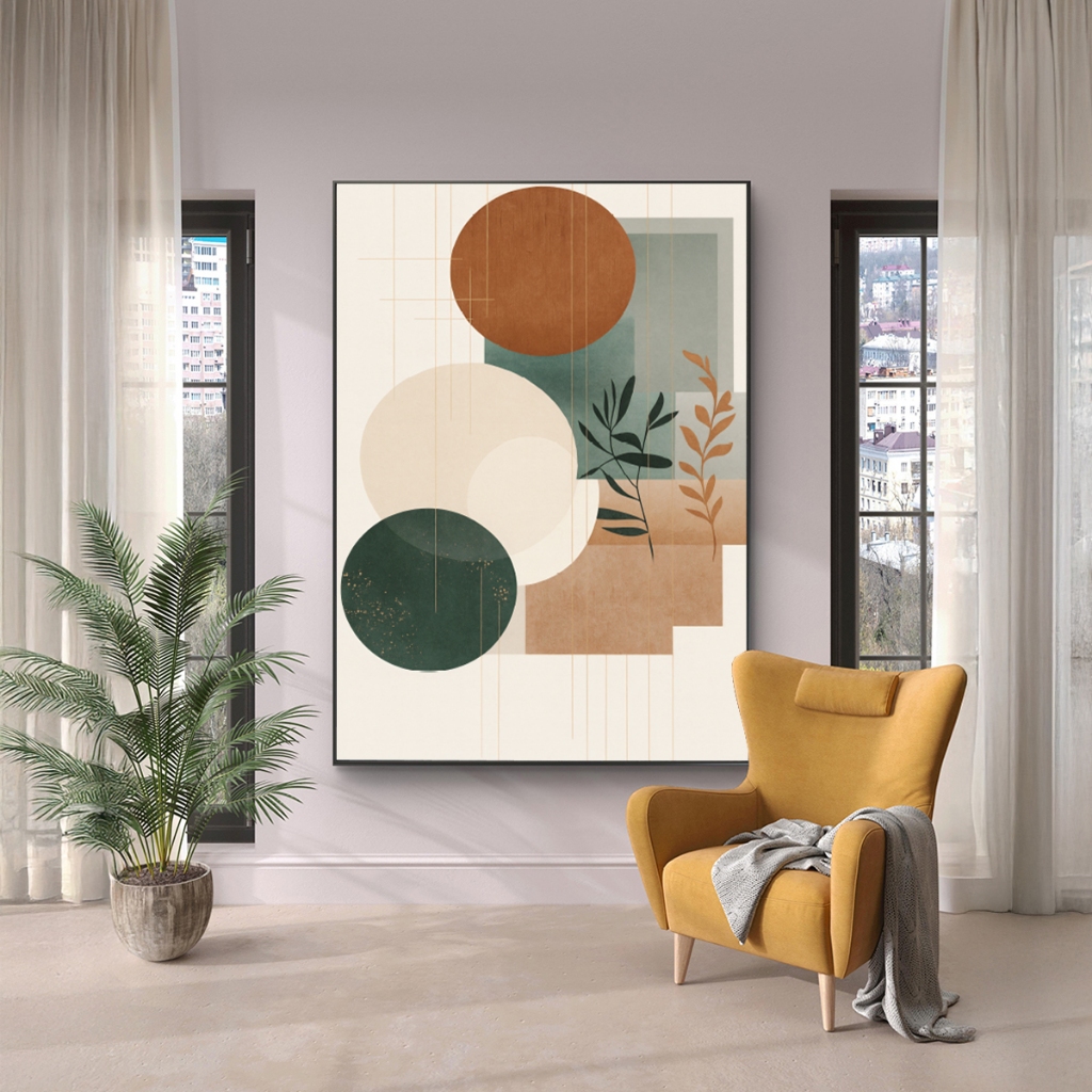 Quadro Decorativo Grande Com Moldura 80x120 cm Para Sala Quarto Geométrico em Oferta na Shopee