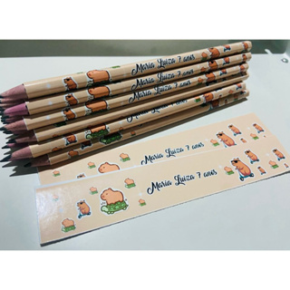25 lembrancinha lápis personalizado para festa infantil Capivara Bege em Oferta na Shopee