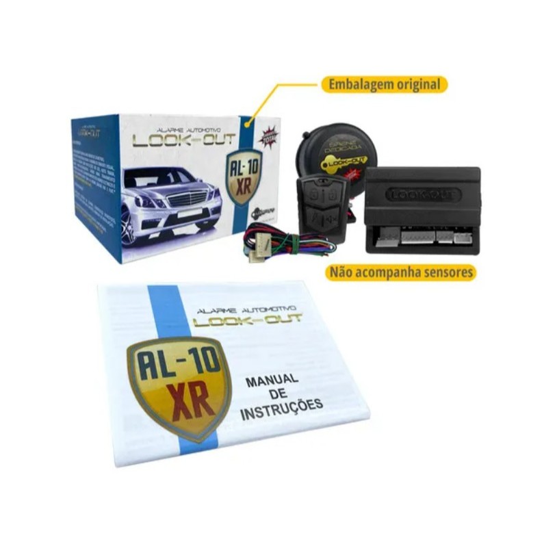 LOOK OUT ALARME AUTOMOTIVO UNIVERSAL 1 CONTROLE - LEVANTA VIDRO TRAVA PORTA - AL10