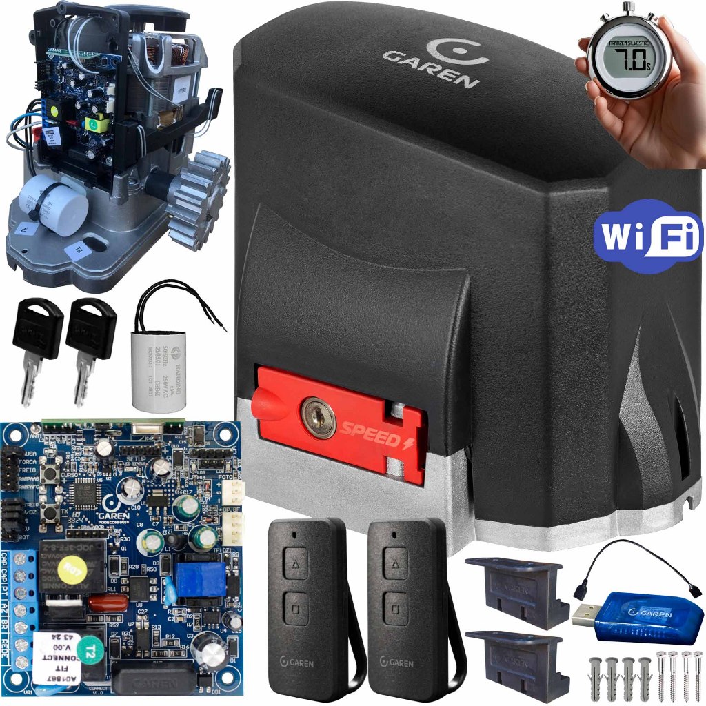 Motor Portão Deslizante 600kg Kdz Fit Turbo Connect Wifi App 1/3hp 7s Garen