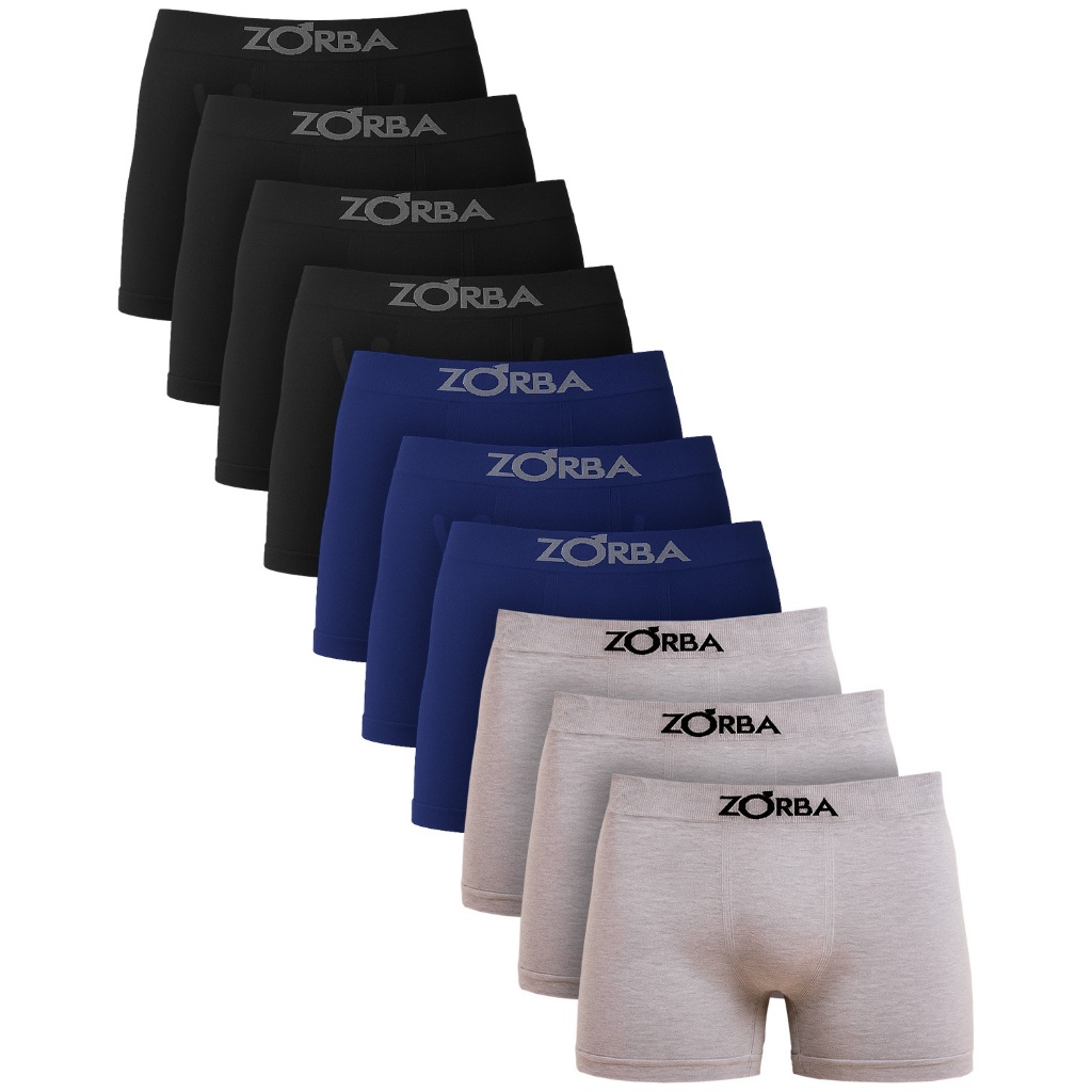 Kit Com 10 Cuecas Boxer Masculina Box Algodão Sem Costura Confortável Zorba