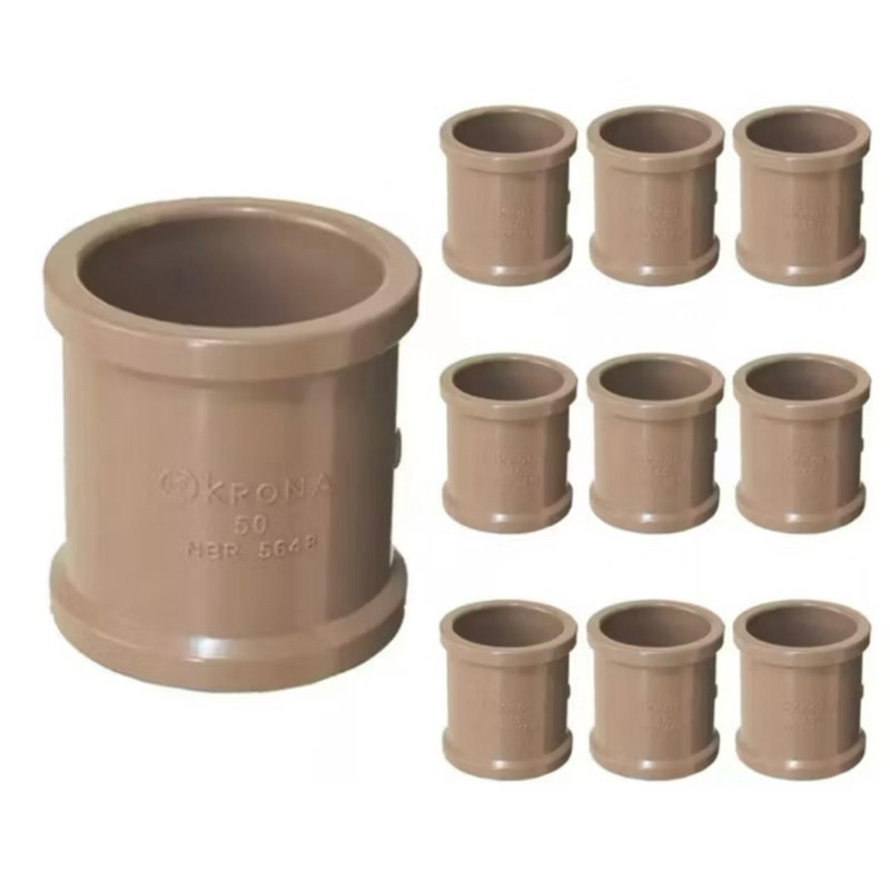 Kit com 5 ou 10 Luva LL Marrom 25x3/4 Soldável Conexão União Esgoto Água Drenagem Construção Civil Pedreiro Plástico PVC