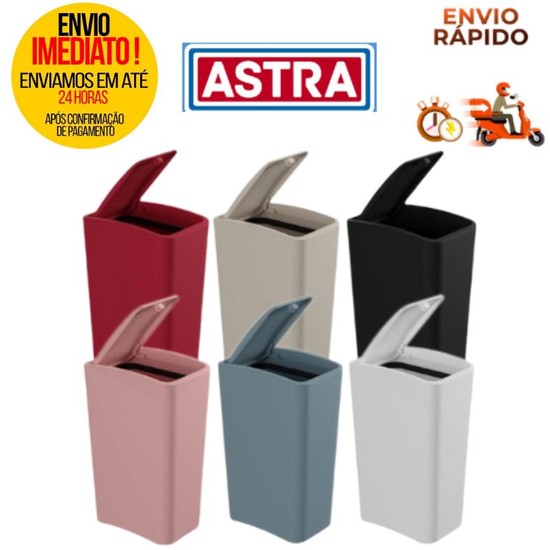 Lixeira Com Tampa Click 8 Litros - Cores - Marca Astra em Oferta na Shopee
