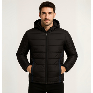 Jaqueta Puffer Masculina Bobojaco com Capuz Inverno Forrada Térmica Leve em Oferta na Shopee