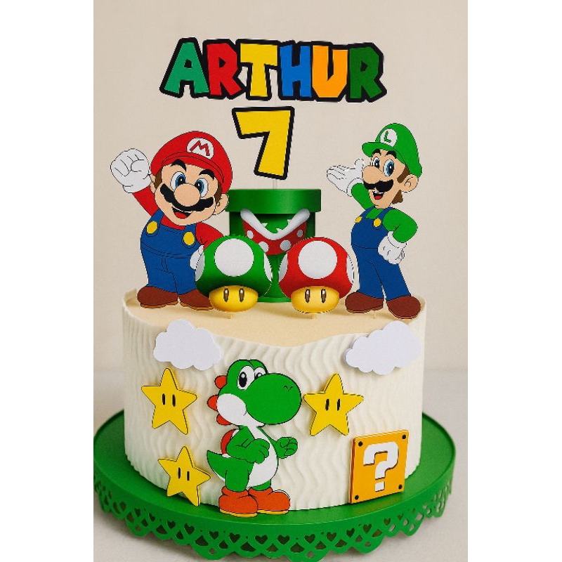 TOPO DE BOLO PERSONALIZADO SUPER MARIO ANIVERSÁRIO MESVERSARIO topper de bolo ,festa de aniversário, temático