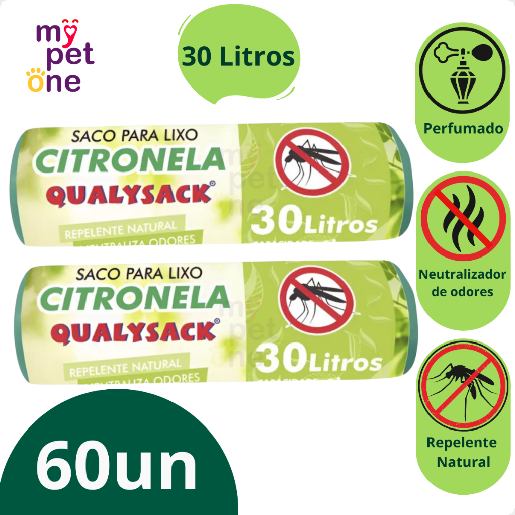 Saco De Lixo Pia e Banheiro com Aroma Citronela 60un - 30L em Oferta na Shopee