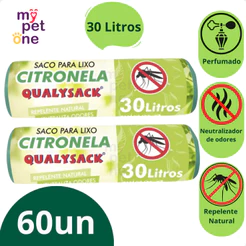 Saco De Lixo Perfumado 60Un 30litros Pia e Banheiro Rolo Anti Odor Essência Citronela