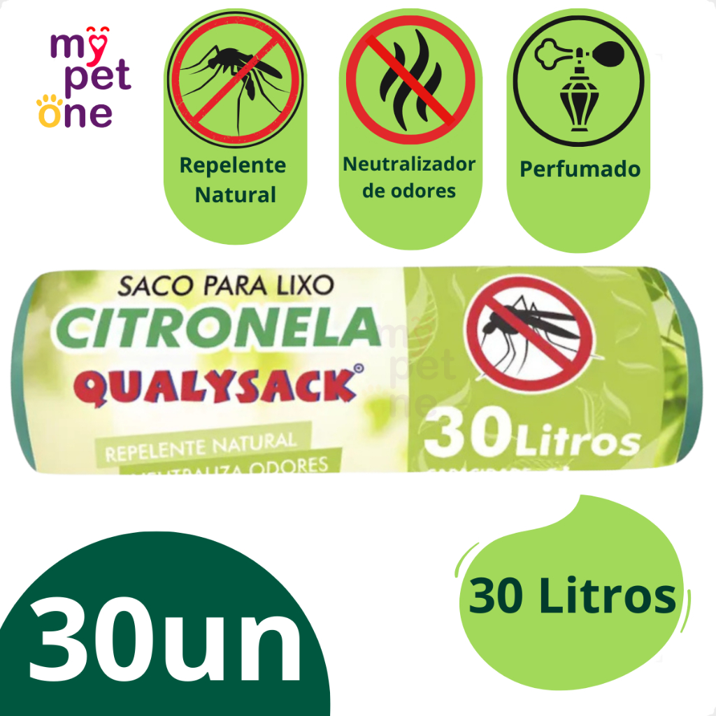 Saco De Lixo Pia e Banheiro com Aroma Citronela 30 Un - 30L