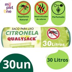 Saco De Lixo Pia e Banheiro com Aroma Citronela 30 Unidades de 30L