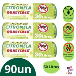 Saco De Lixo Pia e Banheiro com Aroma Citronela 90un - 30L
