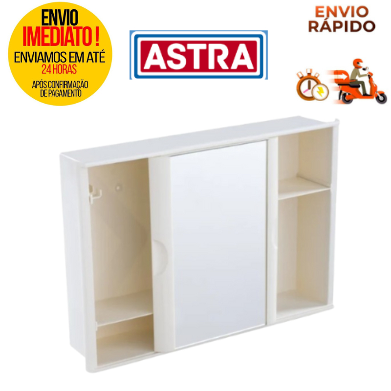 Armario Banheiro Astra 28.4 x 40.8 x 9.5 Branco c/Porta de Correr A21 em Oferta na Shopee