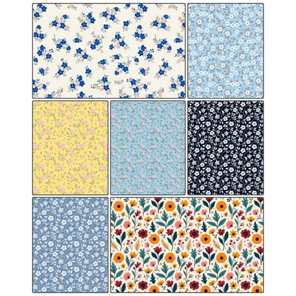 1 METRO Tricoline 100% Algodão Larg 1,50m Estampado - FLORAL - FLORZINHA