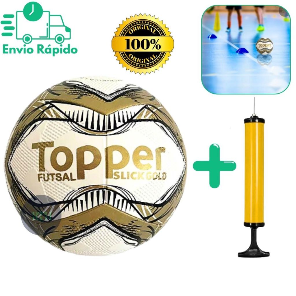 Bola de Futsal Topper Original E Bomba Slick Gold Original Resistente Futebol de Salão Oficial em Oferta na Shopee