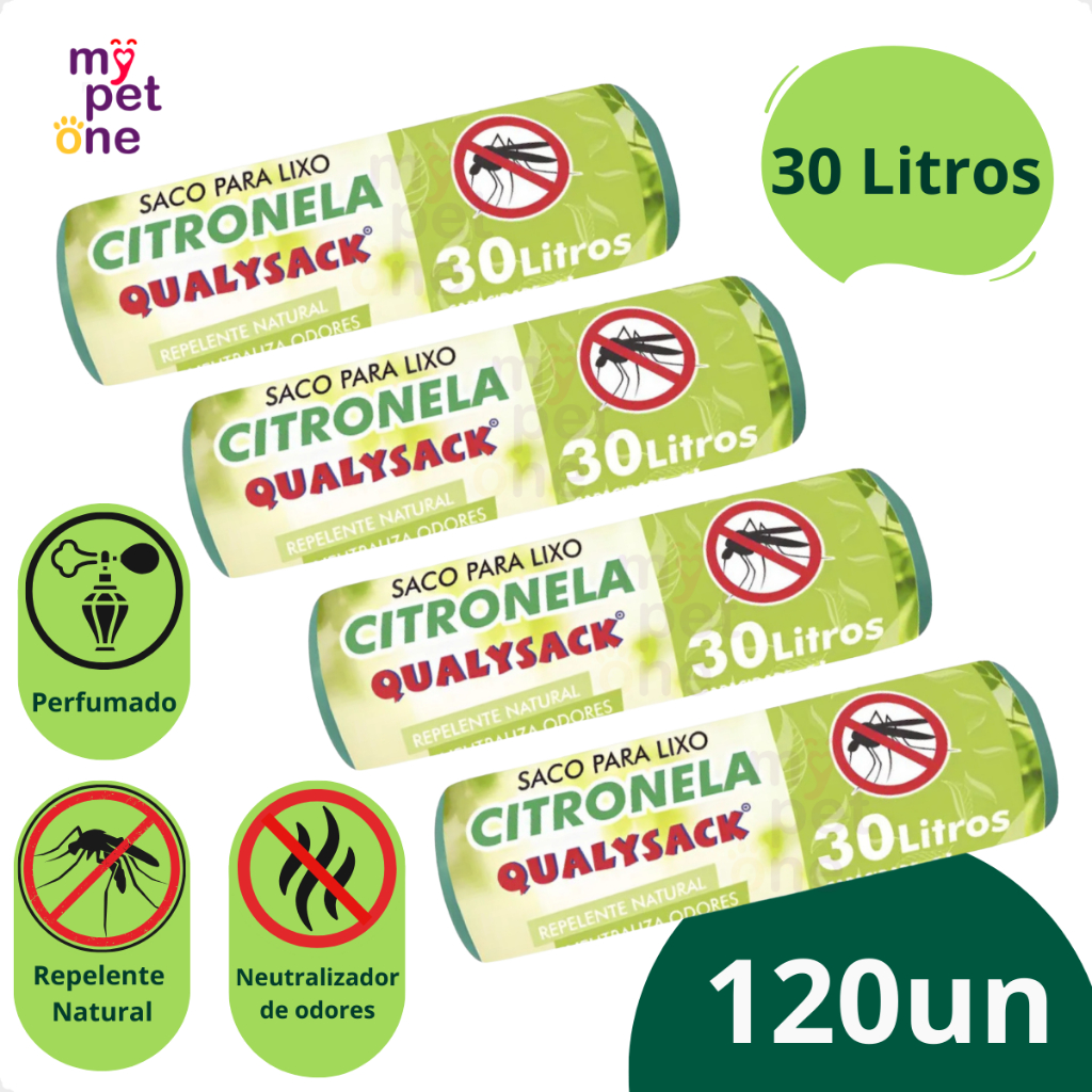 Saco De Lixo Pia e Banheiro com Aroma Citronela 120un - 30L em Oferta na Shopee