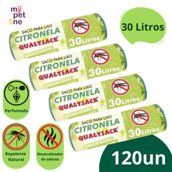 Saco De Lixo Pia e Banheiro com Aroma Citronela 120un - 30L