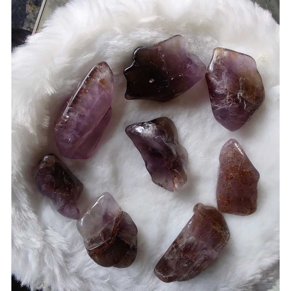 Ametistas Super Sevens Cacoxenitas | Pedras roladas | Cristal de Cura Energia Alta | Raras.