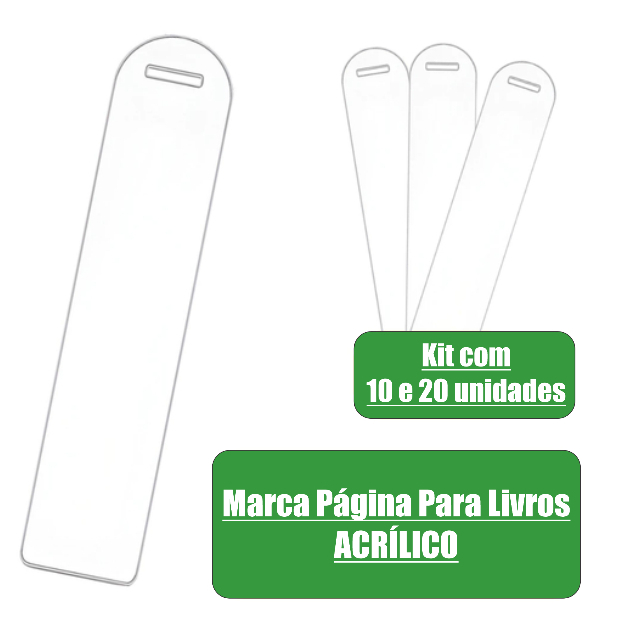 Marca Página Acrílico Transparente 14 x 3cm Para Livros Kit com 10/20 Unidades Personalizáveis em Oferta na Shopee
