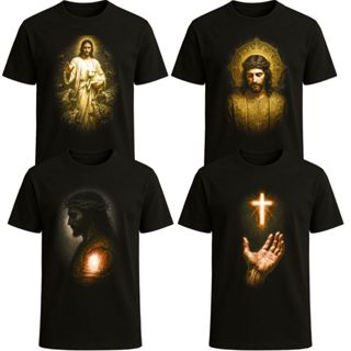 Camiseta Religiosa Estampa Jesus Cristo Cruz Católica Unissex em Oferta na Shopee