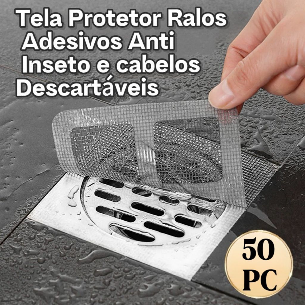 KIT 50 Pçs Tela Protetor Ralos Adesivos Anti Inseto e cabelos Descartáveis