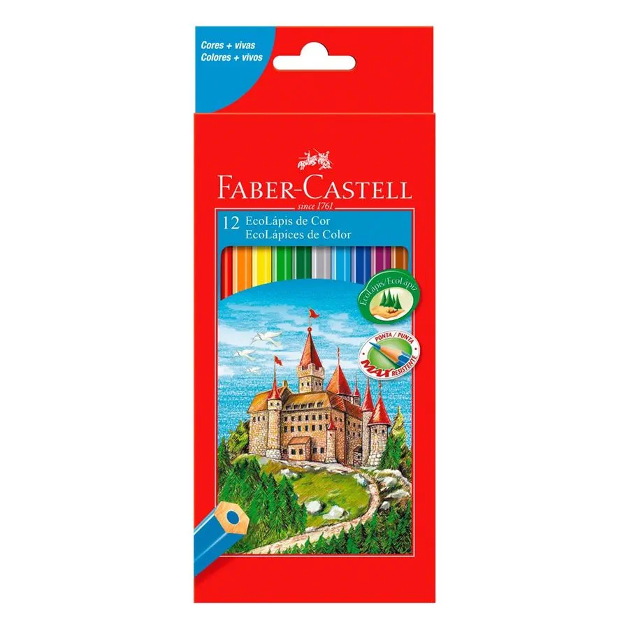 Caixa de Lápis de Cor Sextavado Faber Castell 12 cores Ecolapis