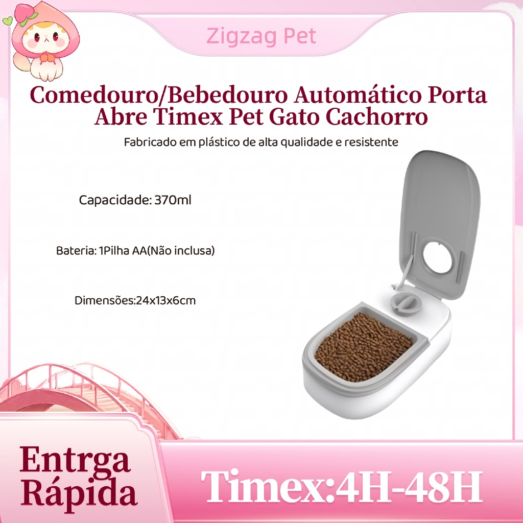 Comedouro Bebedouro PET Cachorro Gato Automático Porta  Plástico Abre Sozinho Timex