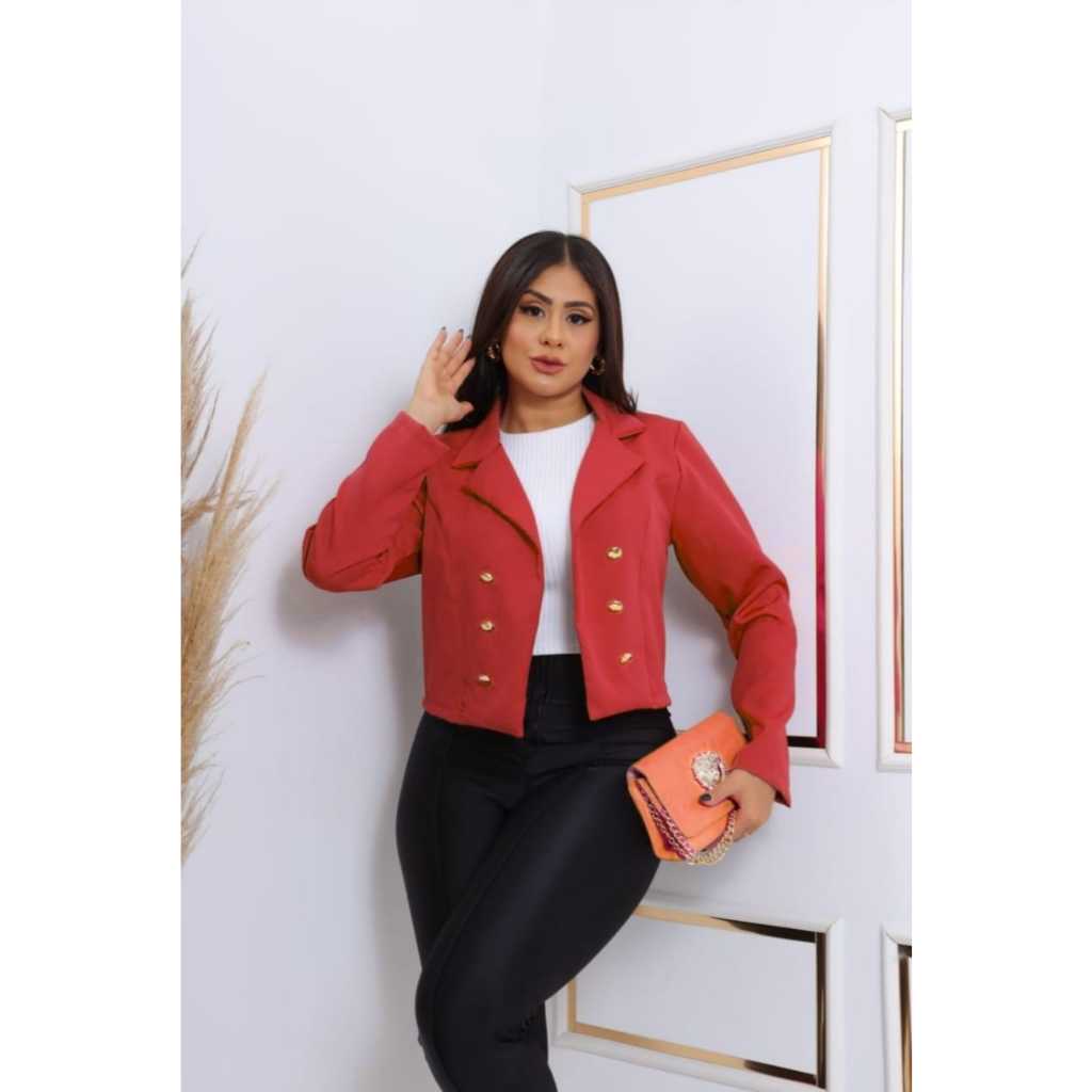 BLEISER CURTO EN TECIDO ALFAIATARIA CASACO SOCIAL SUPER CONFORTAVEL COM BOTAOS FAKE NO FRENTE