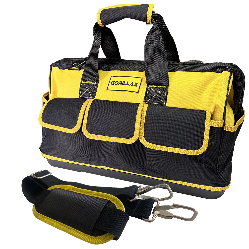 Bolsa Mala Para Ferramentas Eletricista Pedreiro Instalador Oxford 600D 16 Bolsos 20" Fundo Borracha