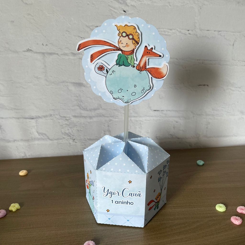 Centro de mesa personalizado Pequeno Príncipe PEGUE E MONTE SEM LAÇO - Lembrancinha de mesa