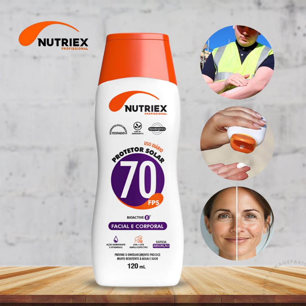 Protetor Solar FPS 70 Rosto E Corpo Profissional Nutriex 120ml