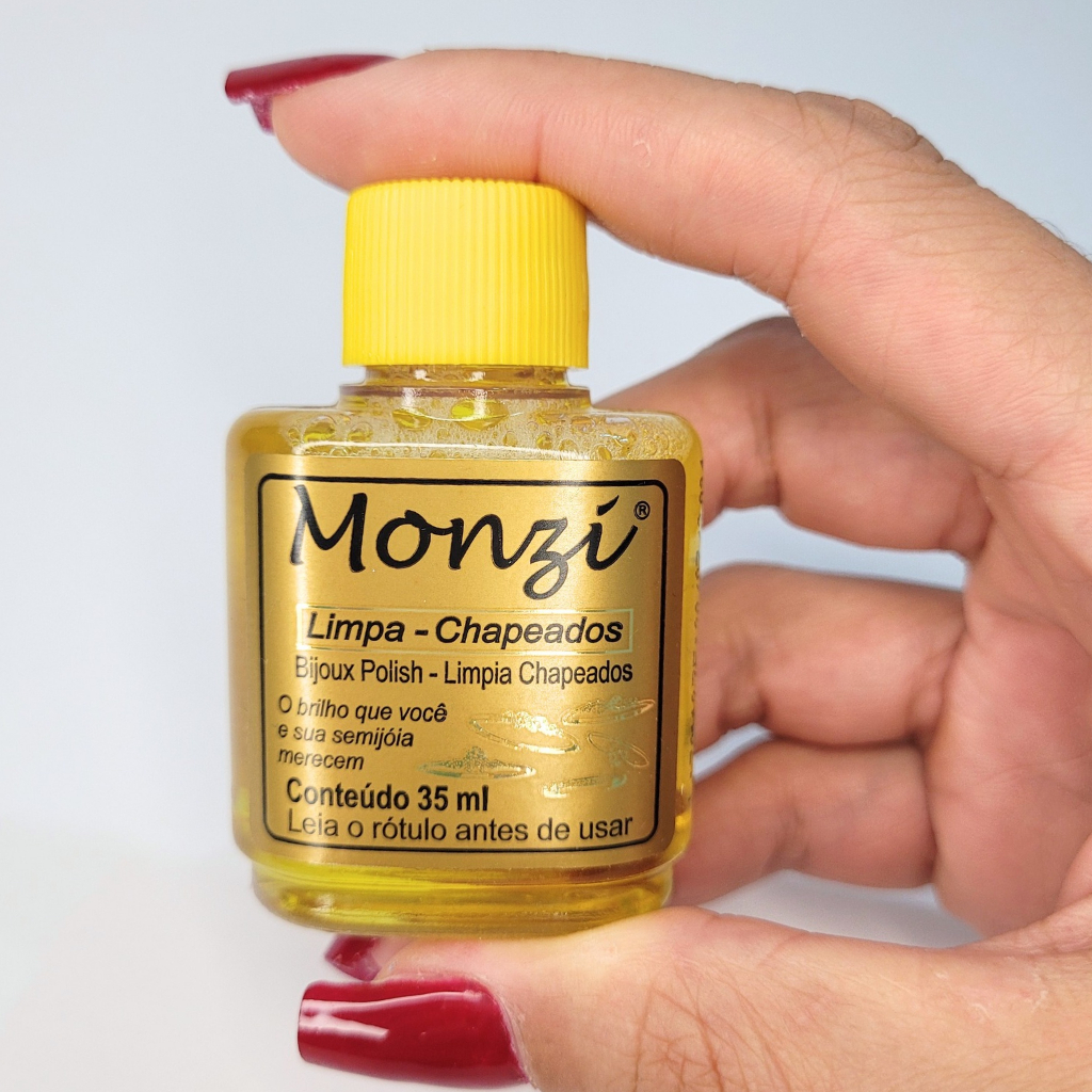 Kit 1 Monzi Limpa Folheado 35 ml Dourado Limpa Joias Bijuteria Banhado