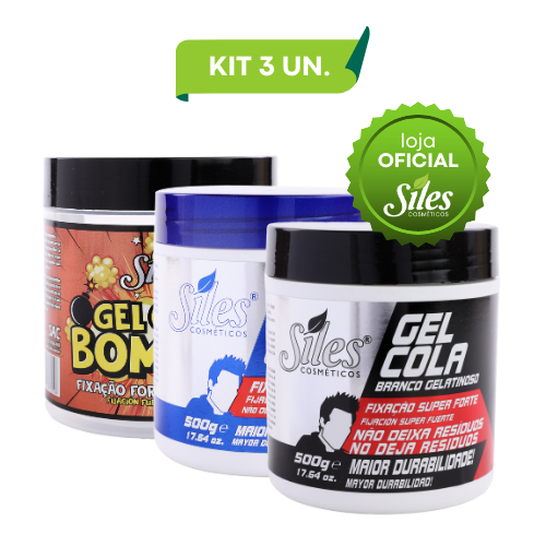 Gel Cola Siles - Fixação Super Forte | Fixação Forte | Bomba 500g - Kit 3 un.