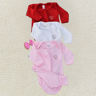 Kit Bebê Body e Mijão Vira Pé 6 Peça Menino Menina Manga Longa Canelada Algodão Confortável em Oferta na Shopee