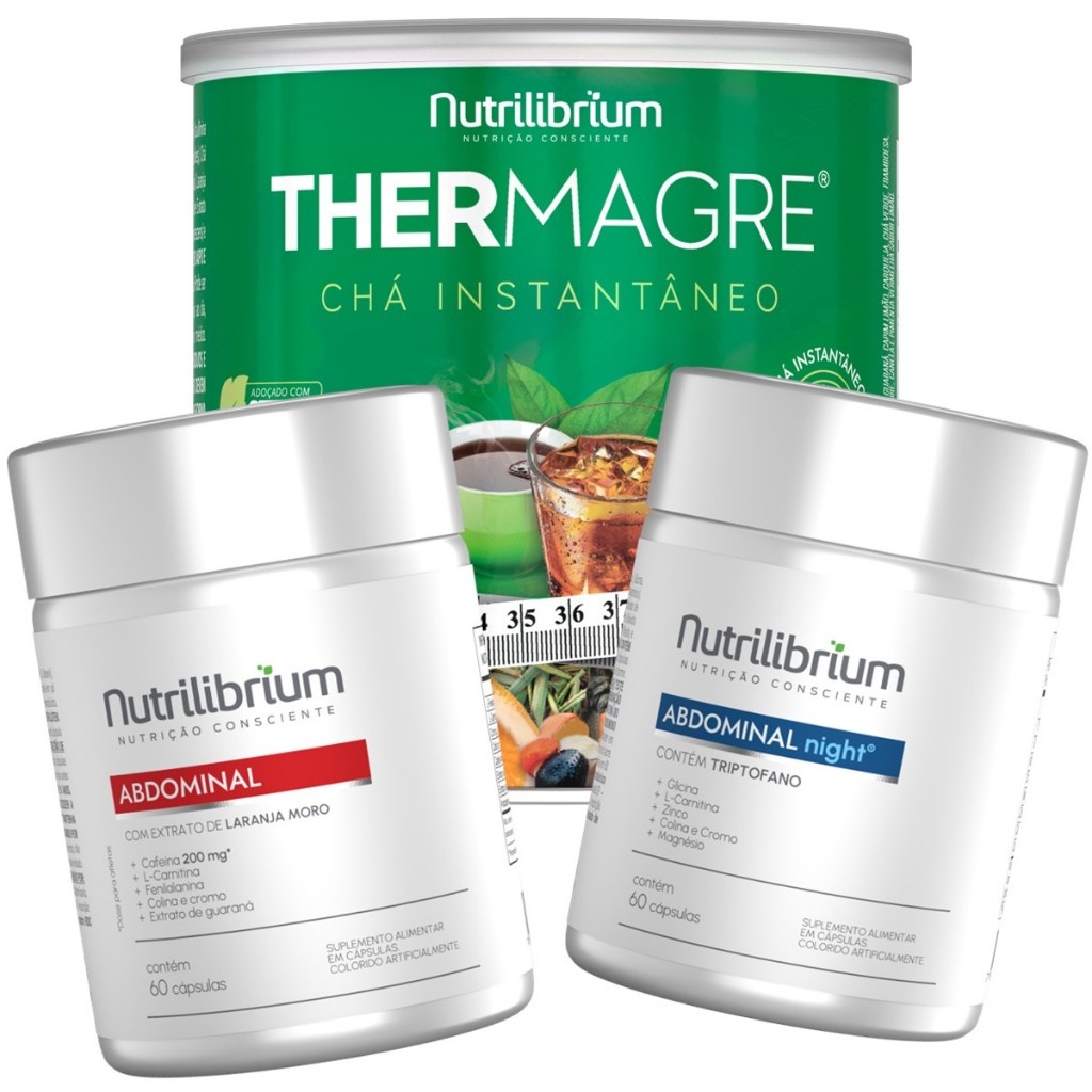 Chá Thermagre Solúvel + Kit Abdominal Dia E Noite 120 Cápsulas Nutrilibrium