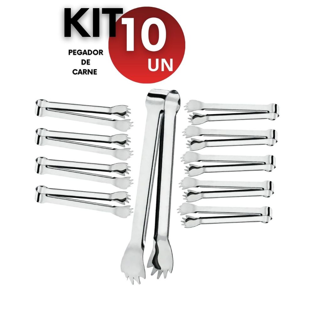 Kit 10 5 2  Pegadores de Carnes Aço inoxidável Utensílio Churrasco Bares Restaurantes Drinks Profissional