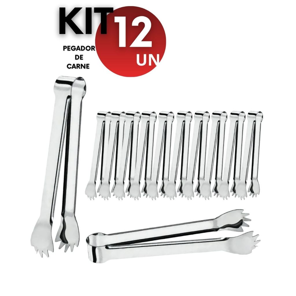 Kit 12/6/3 Pegadores de Carnes Aço inoxidável Utensílio Churrasco Bares Restaurantes Drinks Profissional