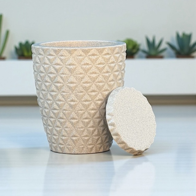 Vaso para decoração e plantas - polietileno diamante P COM PRATO COLETOR