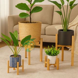 Suporte vaso plantas cachepot de madeira para casa escritórios decoração ambiente verde moderno. em Oferta na Shopee